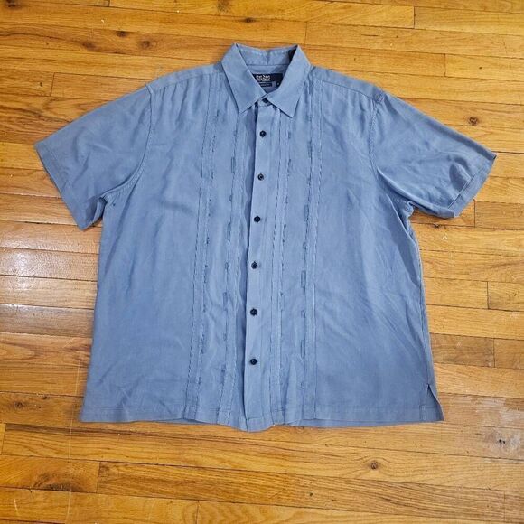 Nat Nast Silk Button Up Hawaiian Shirt Blue Mens XL - Picture 1 of 7